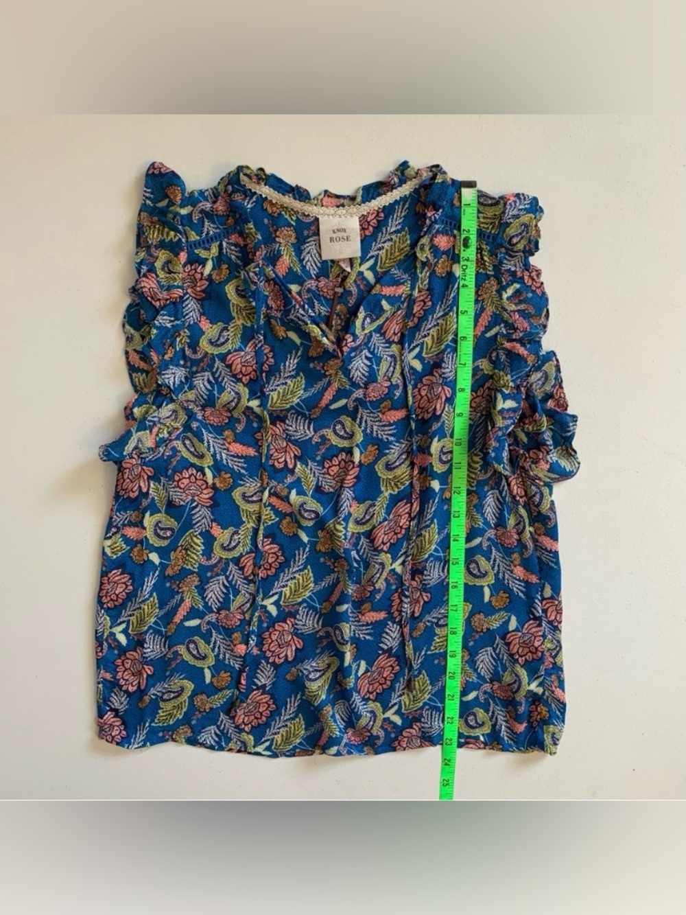 Knox Rose Blue Floral Sleeveless Blouse Top Size XS Bohemian Hippie NWT - Picture 16 of 17